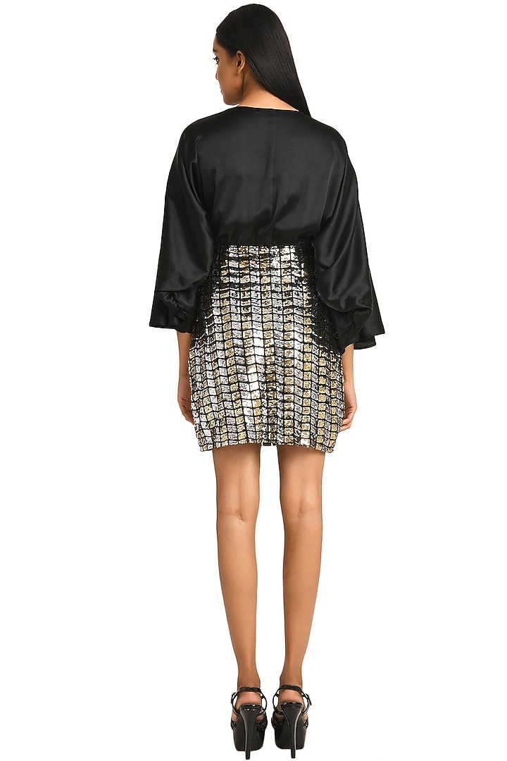 Black Satin Mini Summer Dress by Attic Salt at Pernia's Pop Up Shop