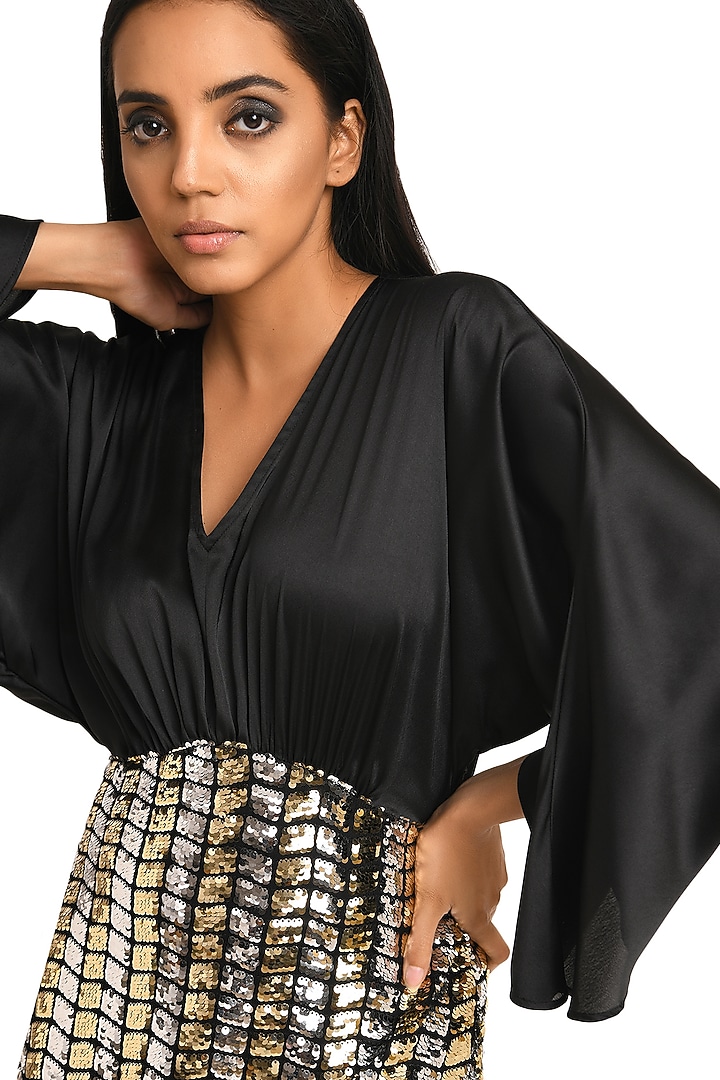 Black Satin Mini Summer Dress by Attic Salt at Pernia's Pop Up Shop