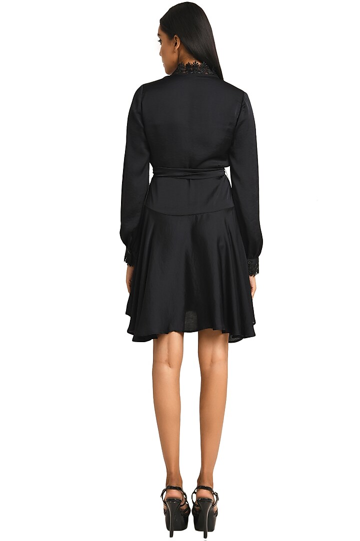 Black Satin Wrap Summer Dress by Attic Salt at Pernia's Pop Up Shop