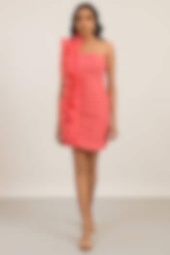 Pink Poly Georgette Ruffled Mini Dress by Attic Salt