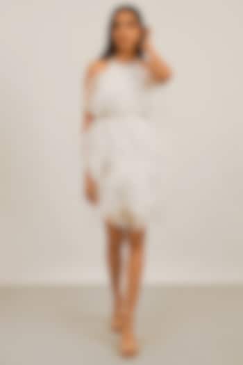 White Georgette Ruffled Dress by Attic Salt