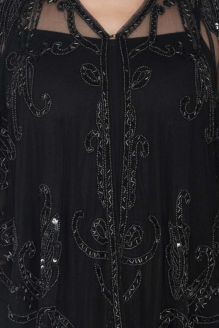 Black Floral Embellished Shrug by Attic Salt at Pernia's Pop Up Shop