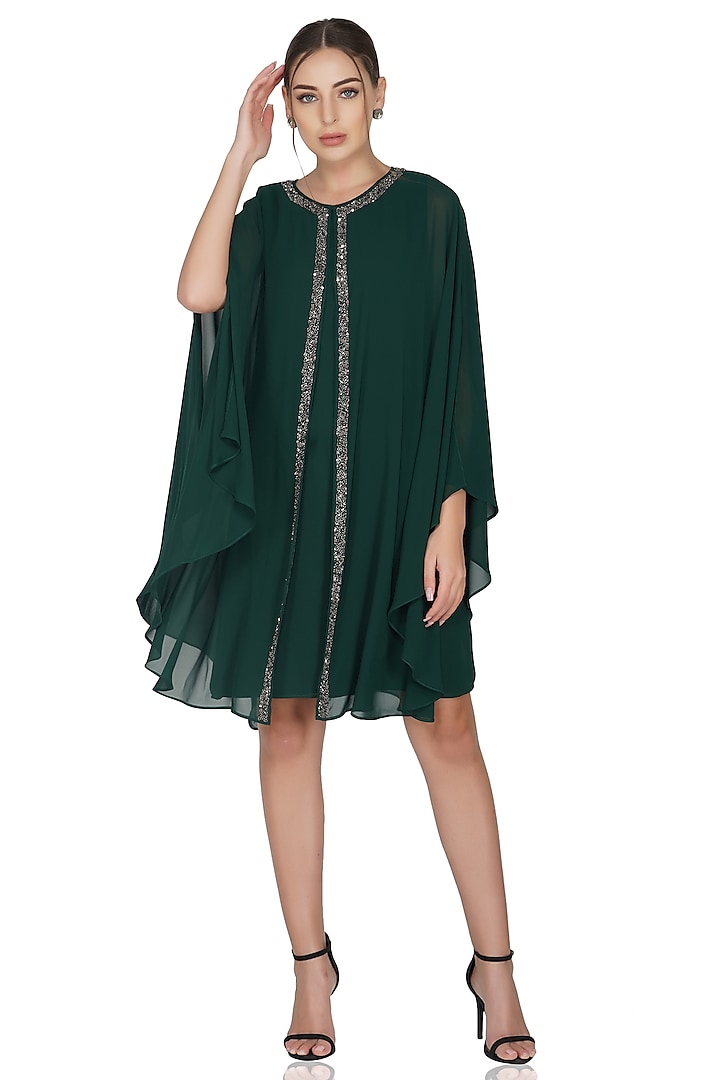 Green Embellished Layered Dress by Attic Salt