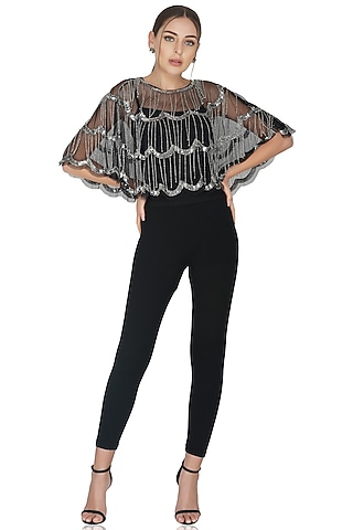 Black Tiered Embellished Shrug by Attic Salt