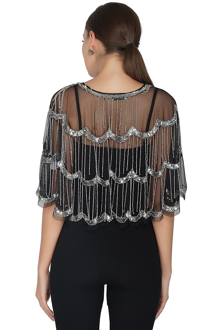 Black Tiered Embellished Shrug by Attic Salt at Pernia's Pop Up Shop
