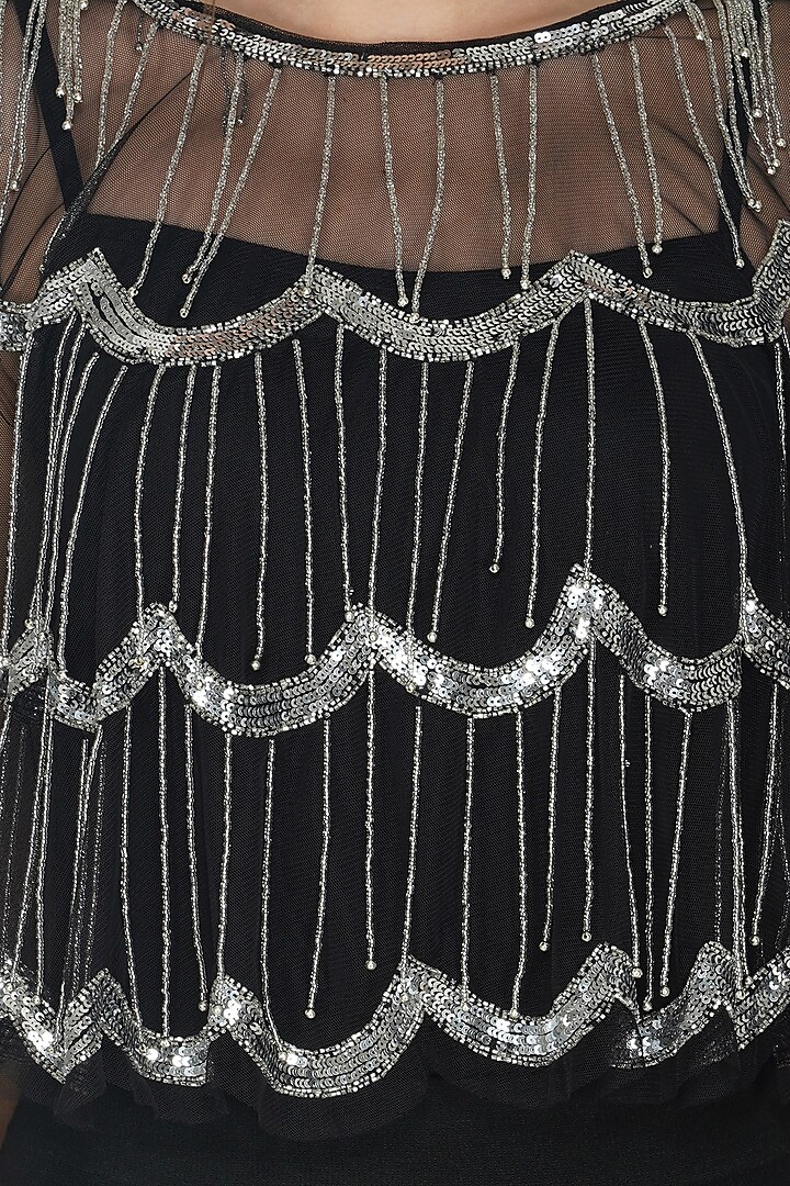 Black Tiered Embellished Shrug by Attic Salt at Pernia's Pop Up Shop