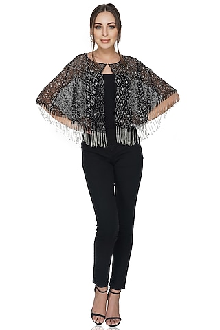 Black Beaded Embellished Shrug by Attic Salt