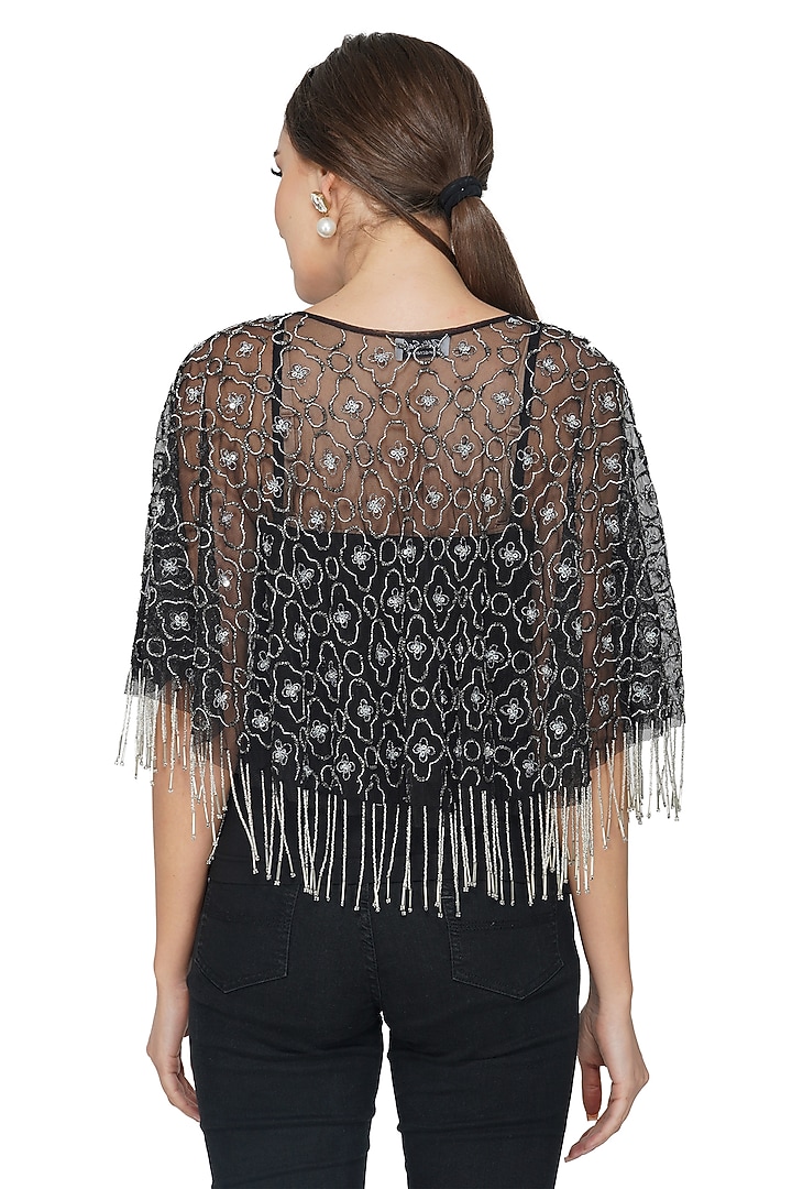 Black Beaded Embellished Shrug by Attic Salt at Pernia's Pop Up Shop