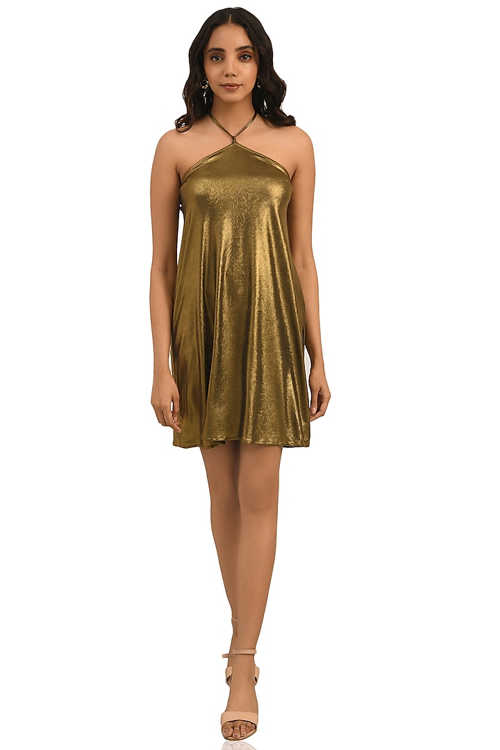 Golden Metallic Mini Dress by Attic Salt