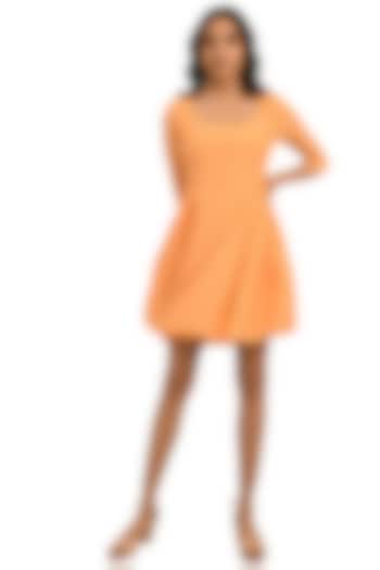 Orange Viscose A-Line Mini Dress by Attic Salt