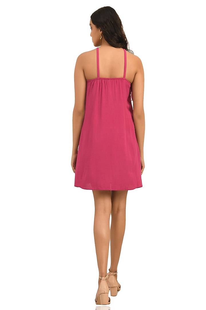 Hot Pink A-line Summer Dress With Ruffles by Attic Salt at Pernia's Pop Up Shop