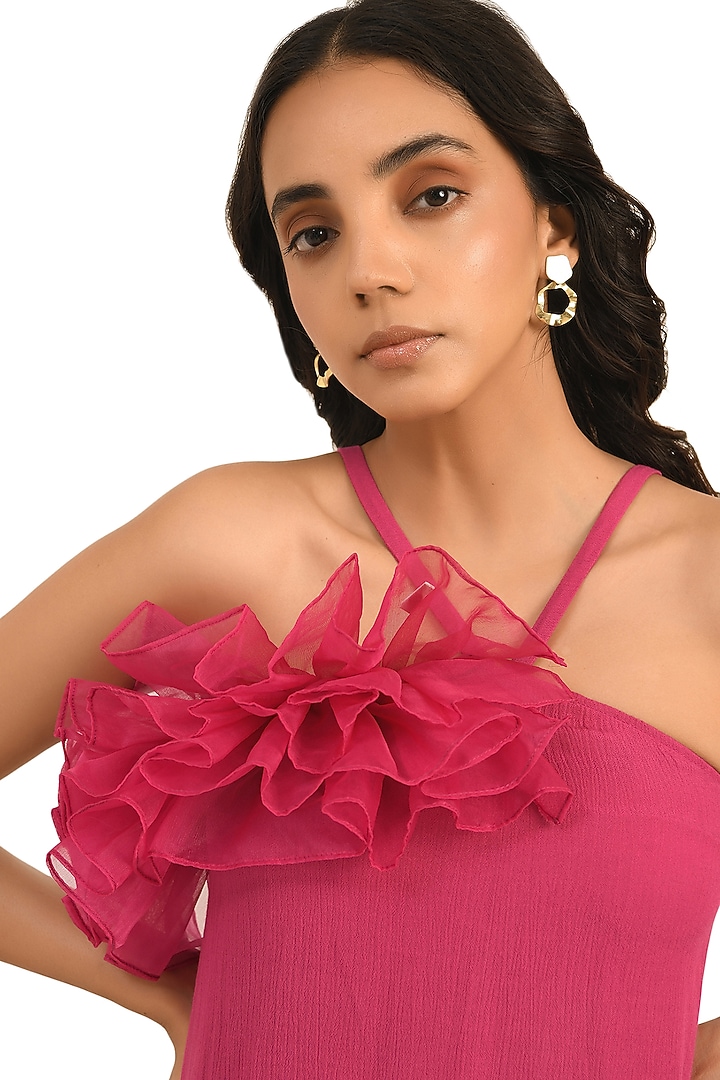 Hot Pink A-line Summer Dress With Ruffles by Attic Salt at Pernia's Pop Up Shop
