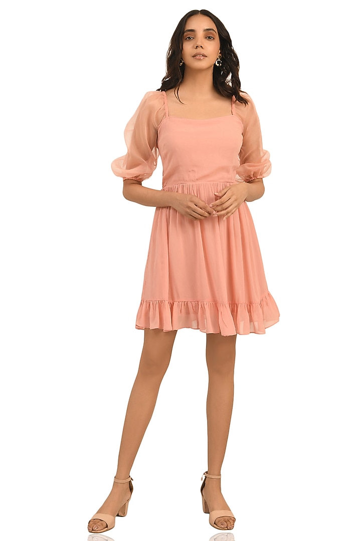 Dusty Pink Georgette Mini Summer Dress by Attic Salt at Pernia's Pop Up Shop