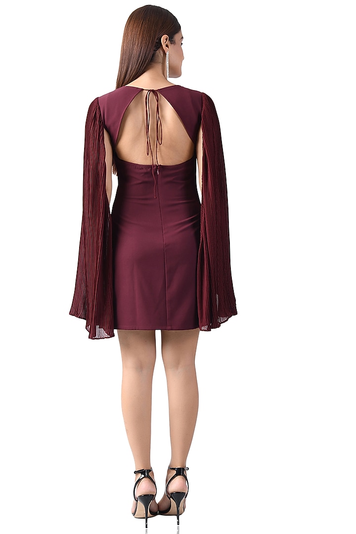Maroon Poly Crepe Strappy Evening Summer Dress by Attic Salt at Pernia's Pop Up Shop