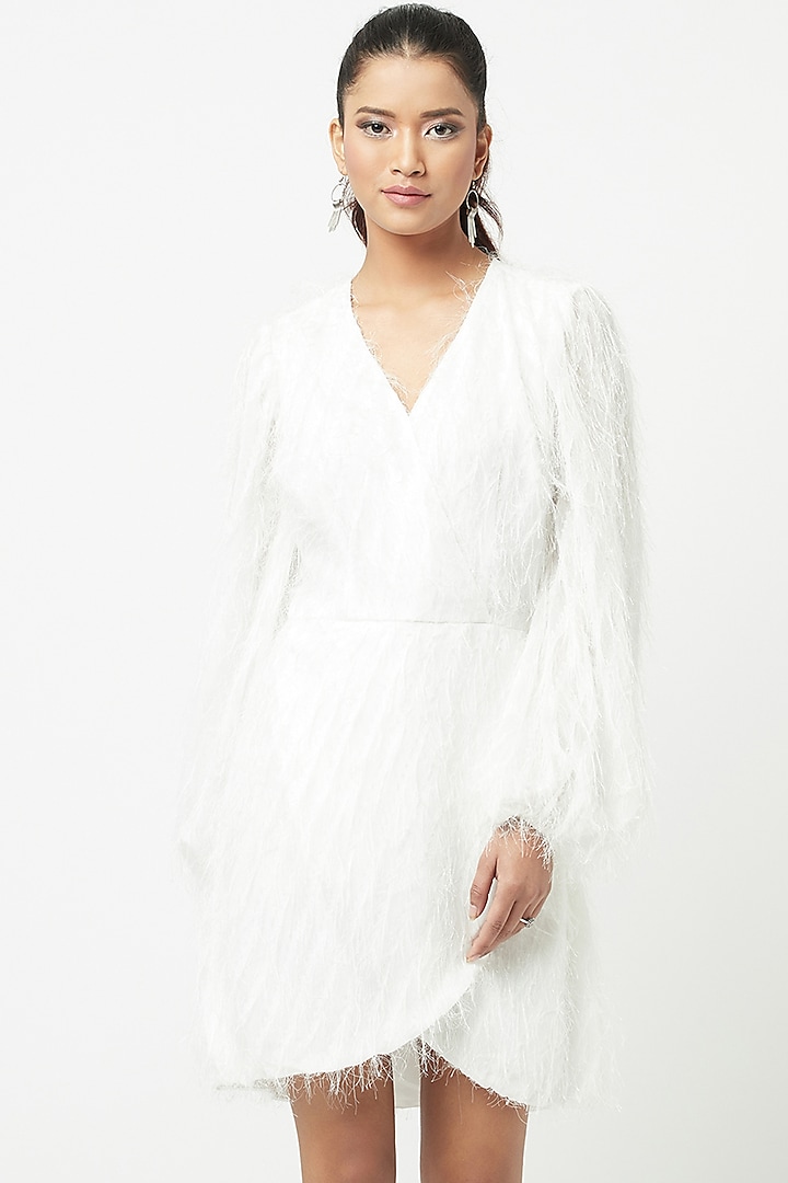 Ivory Faux Fur Overlap Summer Dress by Attic Salt at Pernia's Pop Up Shop