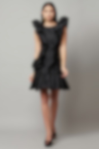Black Crepe Ruffled Summer Dress by Attic Salt at Pernia's Pop Up Shop