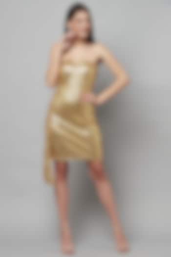 Gold Sequins Off-Shoulder Dress by Attic Salt