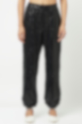 Black Sequined Tulle Joggers by Attic Salt