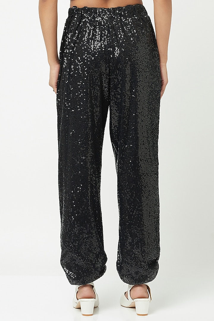 Black Sequined Tulle Joggers by Attic Salt at Pernia's Pop Up Shop