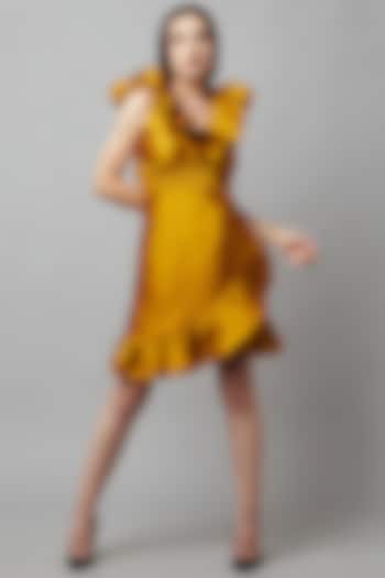 Mustard Poly Taffeta Overlap Summer Dress by Attic Salt at Pernia's Pop Up Shop