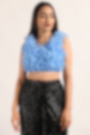 Blue Organza Ruffled Top by Attic Salt at Pernia's Pop Up Shop