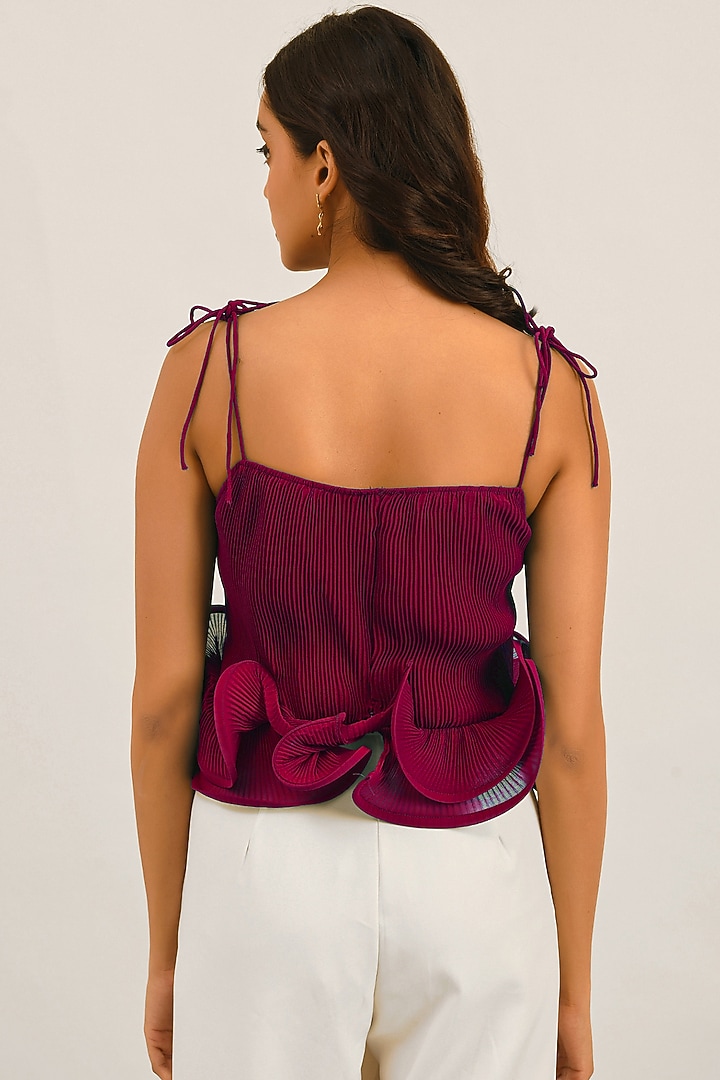 Plum Crepe Ruffled Crop Top by Attic Salt at Pernia's Pop Up Shop