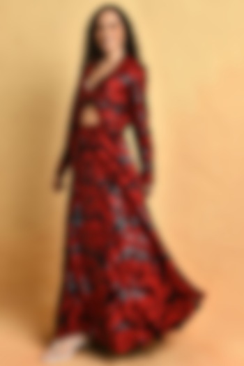 Black & Red Embroidered Skirt by Attic Salt at Pernia's Pop Up Shop