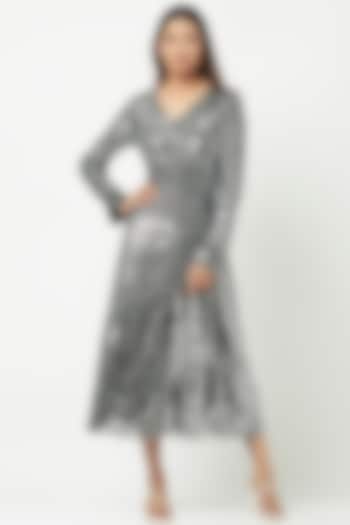 Silver Sequined Midi Dress by Attic Salt at Pernia's Pop Up Shop