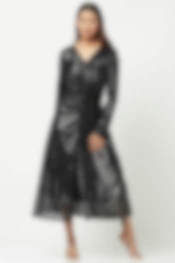 Black Sequined Midi Dress by Attic Salt