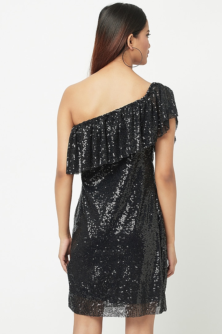 Black Sequined Tulle Mini Summer Dress by Attic Salt at Pernia's Pop Up Shop