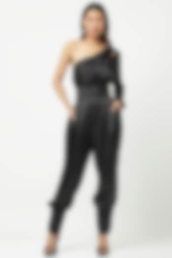 Black Satin Jumpsuit by Attic Salt at Pernia's Pop Up Shop