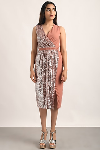 Dusty Pink Embellished Dress by Attic Salt