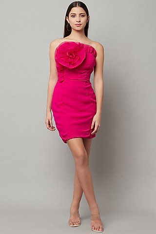 Pink Georgette Mini Dress by Attic Salt