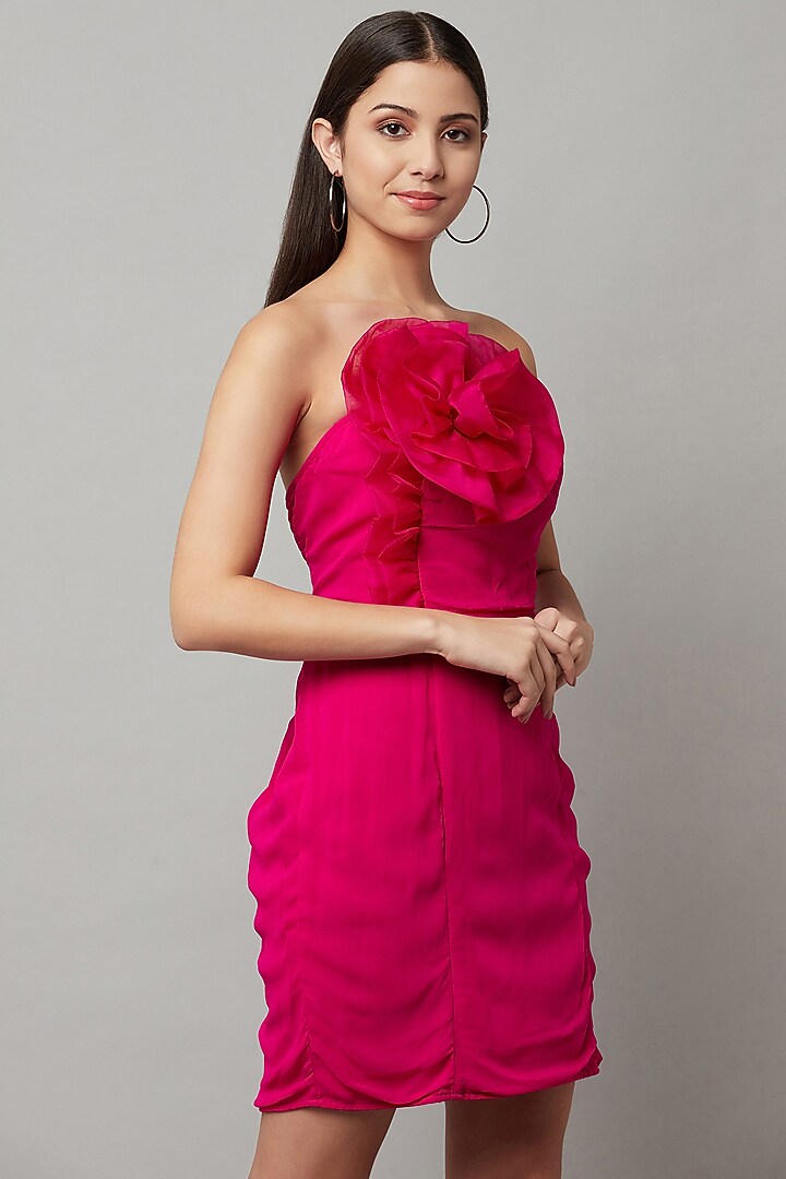 Pink Georgette Mini Summer Dress by Attic Salt at Pernia's Pop Up Shop