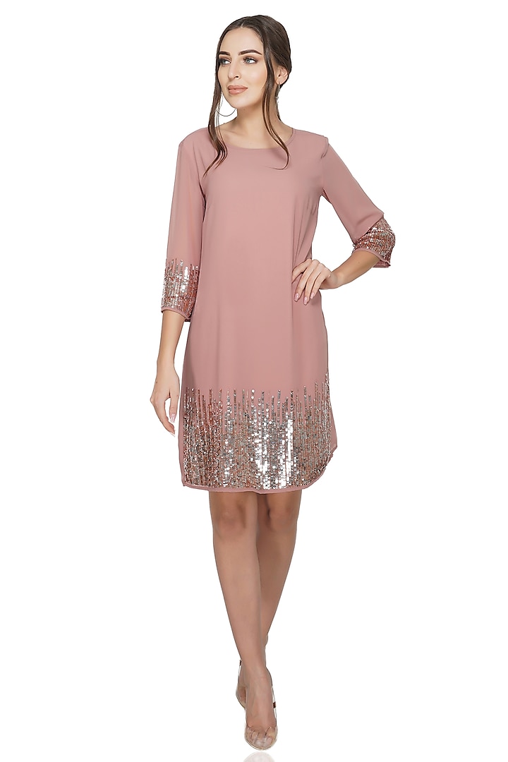 Dusty Pink Embellished Dress by Attic Salt