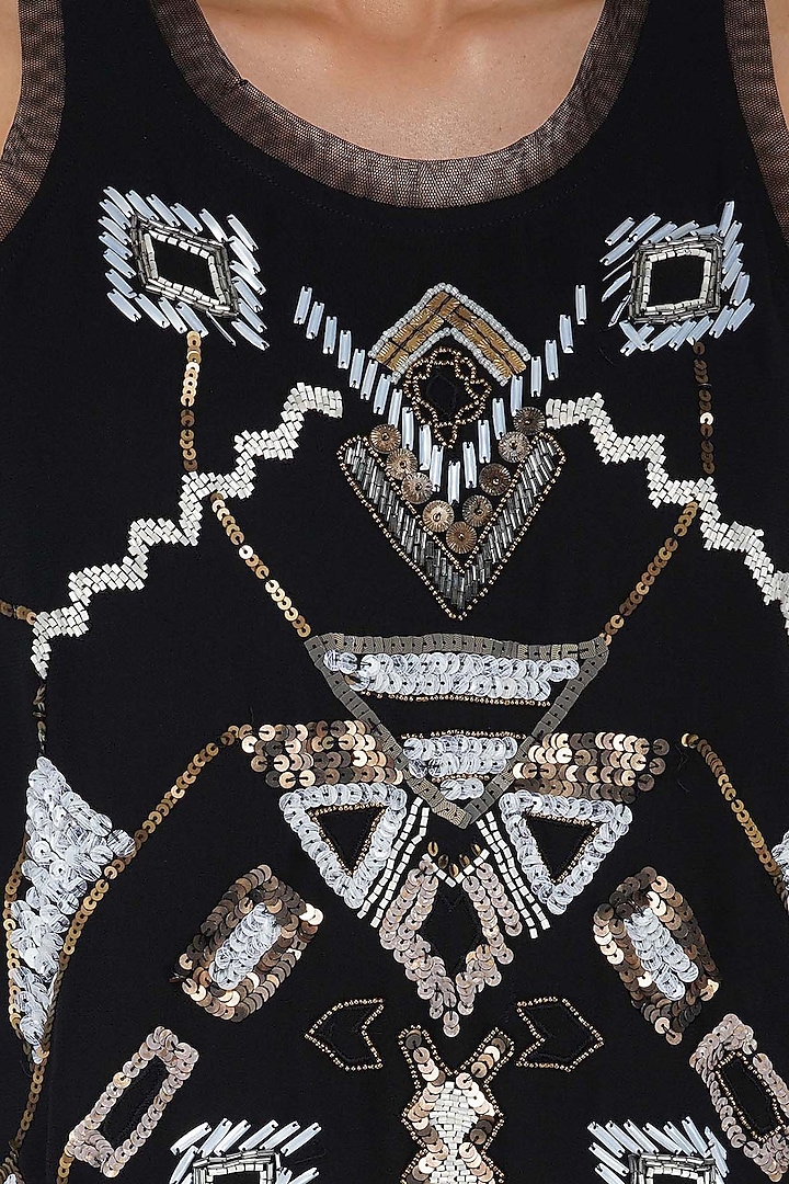 Black Embellished Tank Top by Attic Salt at Pernia's Pop Up Shop