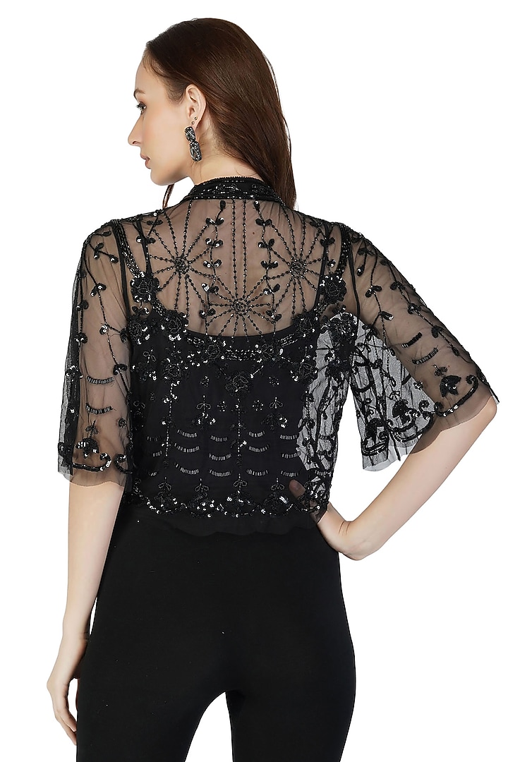 Black Embellished Shurg by Attic Salt at Pernia's Pop Up Shop