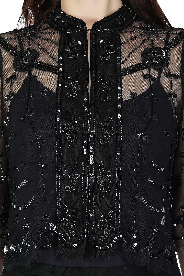 Black Embellished Shurg by Attic Salt at Pernia's Pop Up Shop
