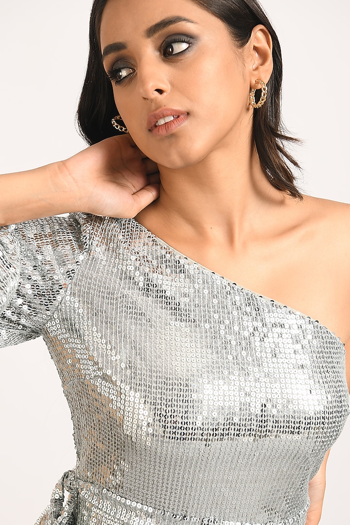 Silver Sequins Tulle Mini Summer Dress by Attic Salt at Pernia's Pop Up Shop
