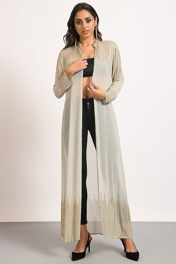 Grey Embellished Shrug by Attic Salt at Pernia's Pop Up Shop