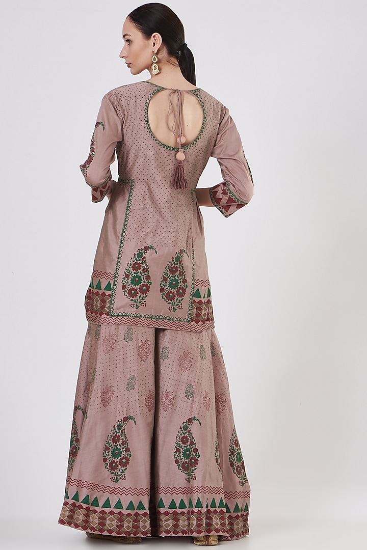 Blush Pink Chanderi Gharara Set by ABHI SINGH MADE IN INDIA at Pernia's Pop Up Shop