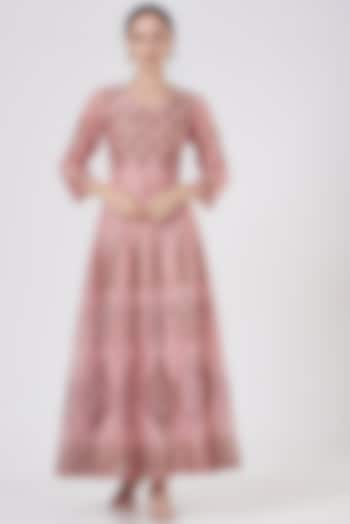 Onion Pink Printed Anarkali by ABHI SINGH MADE IN INDIA