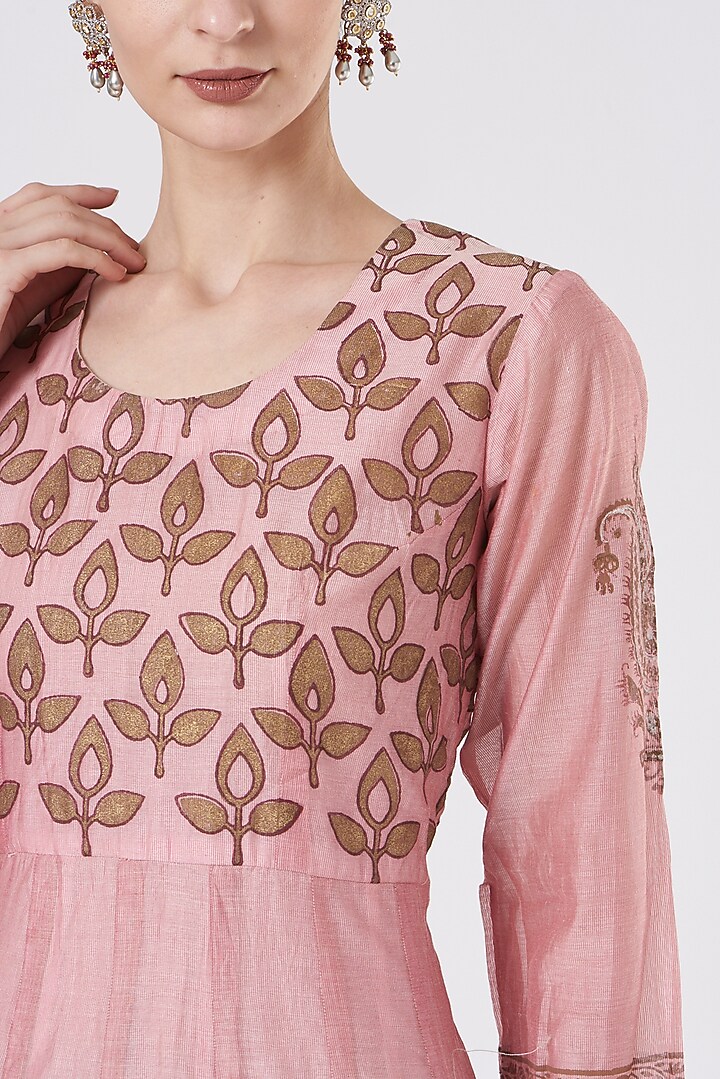 Onion Pink Printed Wedding Anarkali by ABHI SINGH MADE IN INDIA at Pernia's Pop Up Shop