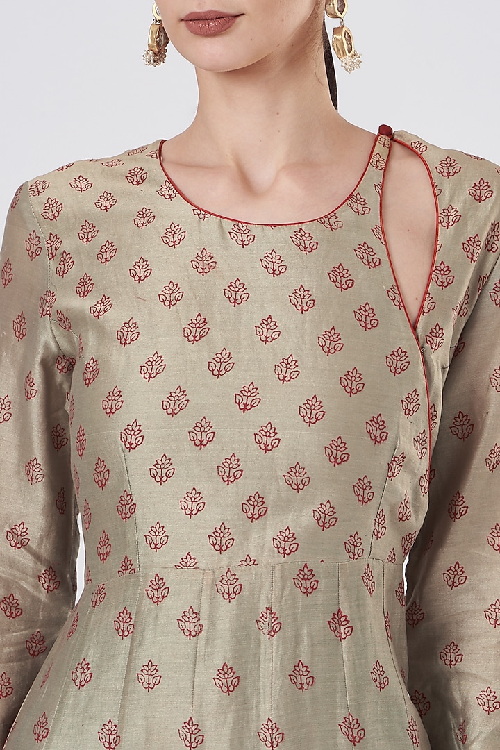 Grey & Maroon Ombre Wedding Anarkali by ABHI SINGH MADE IN INDIA at Pernia's Pop Up Shop