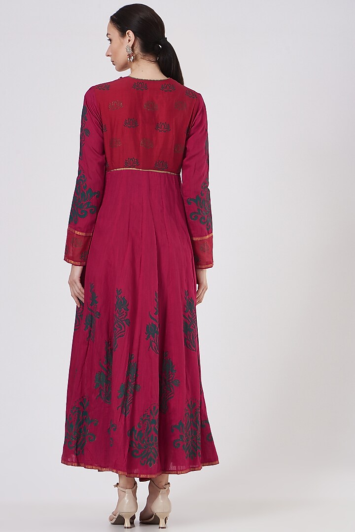 Fuchsia Chanderi Angrakha Wedding Anarkali by ABHI SINGH MADE IN INDIA at Pernia's Pop Up Shop