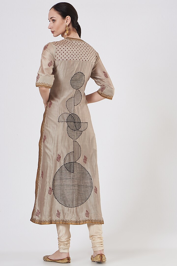 Grey Block Printed Kurta by ABHI SINGH MADE IN INDIA at Pernia's Pop Up Shop