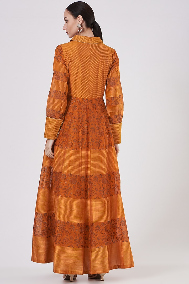 Burnt Orange Chanderi Wedding Anarkali by ABHI SINGH MADE IN INDIA at Pernia's Pop Up Shop