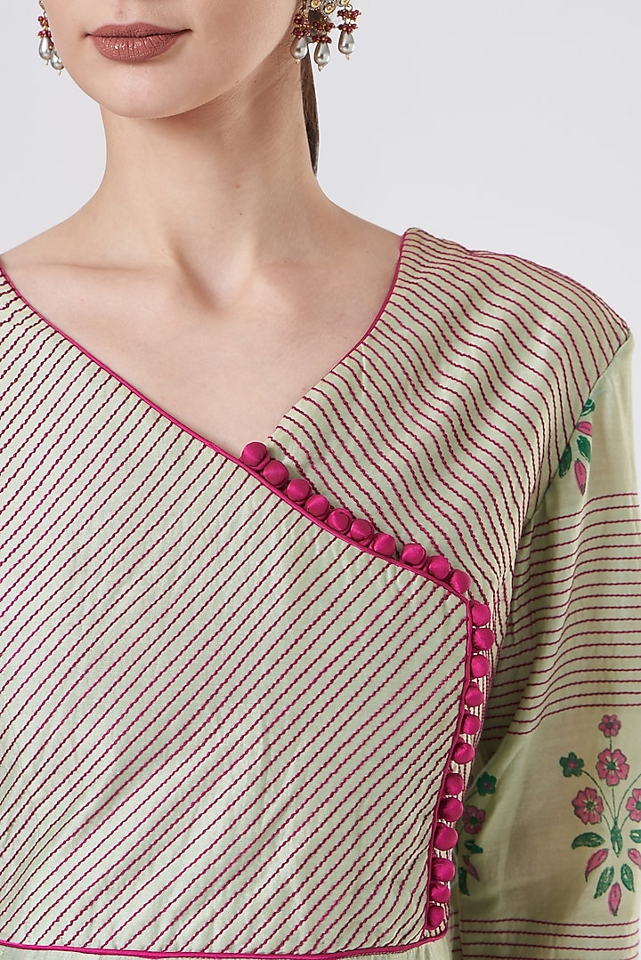 Mint Green Printed Wedding Anarkali by ABHI SINGH MADE IN INDIA at Pernia's Pop Up Shop