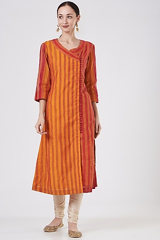 Yellow Chanderi Straight Kurta by ABHI SINGH MADE IN INDIA