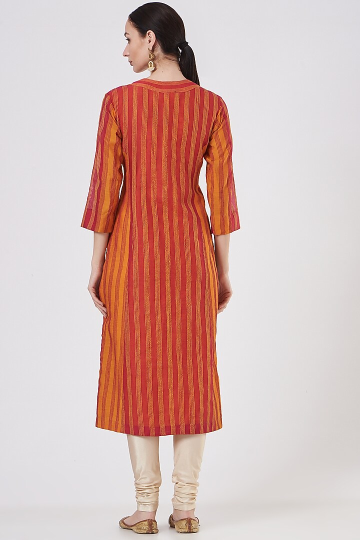 Yellow Chanderi Straight Kurta by ABHI SINGH MADE IN INDIA at Pernia's Pop Up Shop